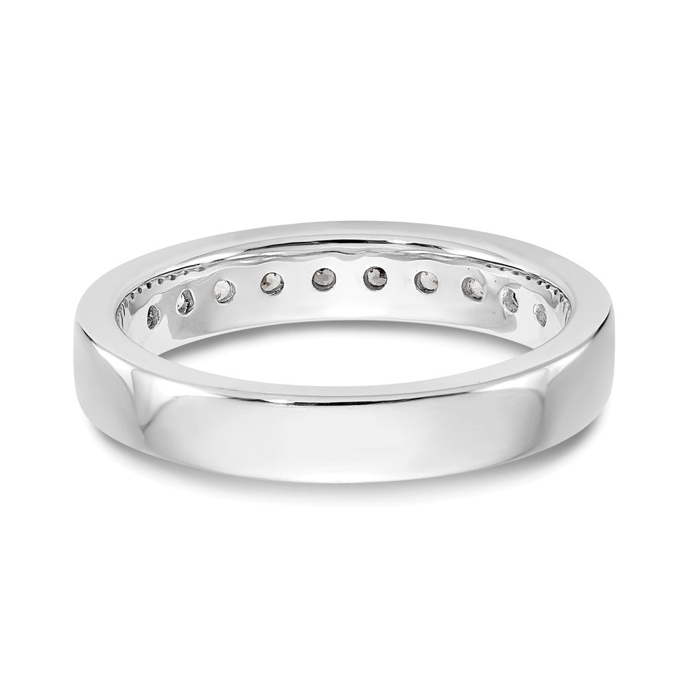 14K White Gold 10-Stone Real Diamond Channel Band