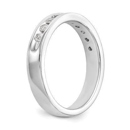 14K White Gold 10-Stone Real Diamond Channel Band