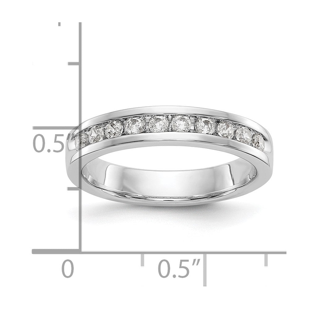 14K White Gold 10-Stone Real Diamond Channel Band