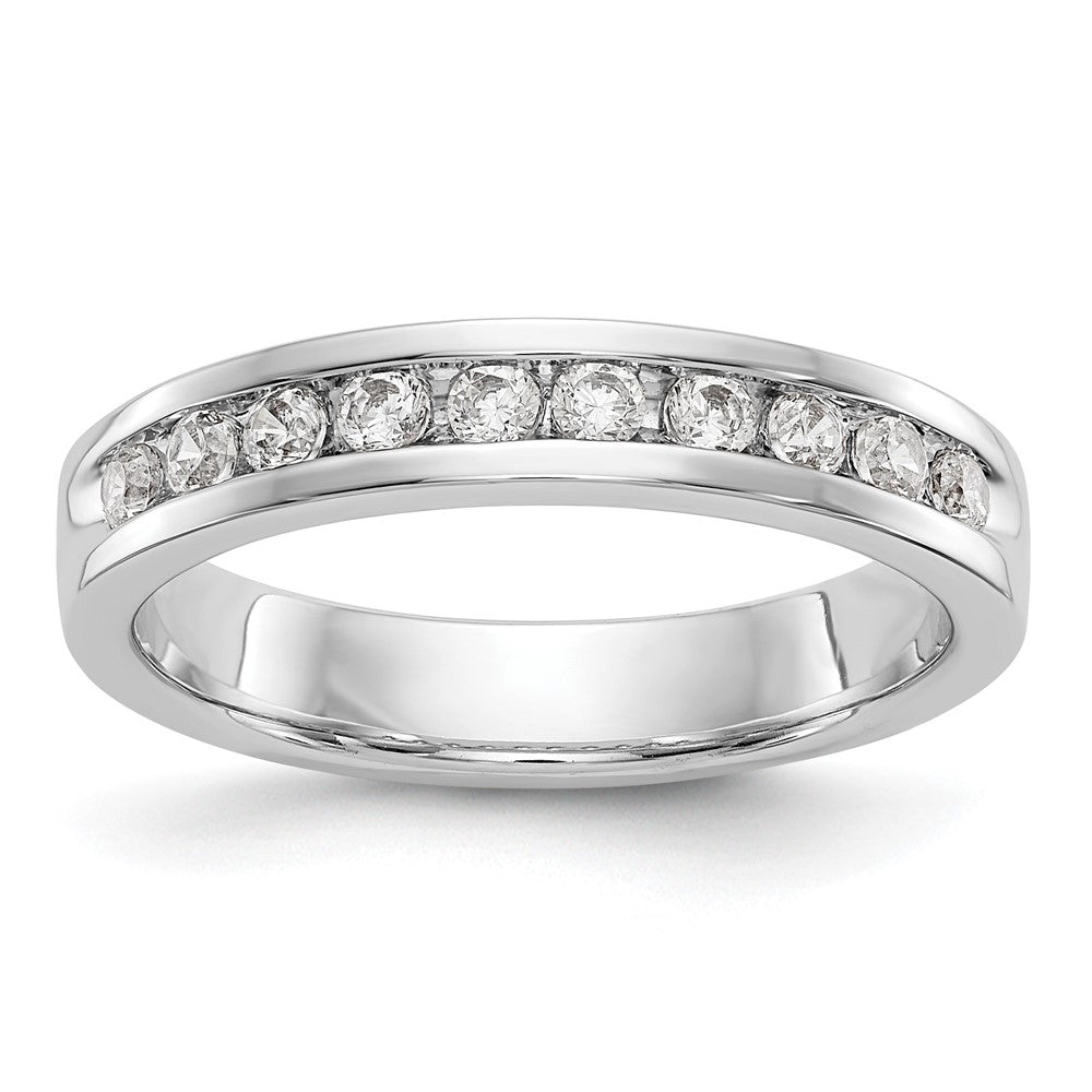 14K White Gold 10-Stone Real Diamond Channel Band
