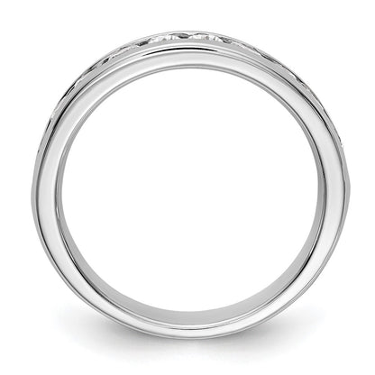 14K White Gold 10-Stone Real Diamond Channel Band