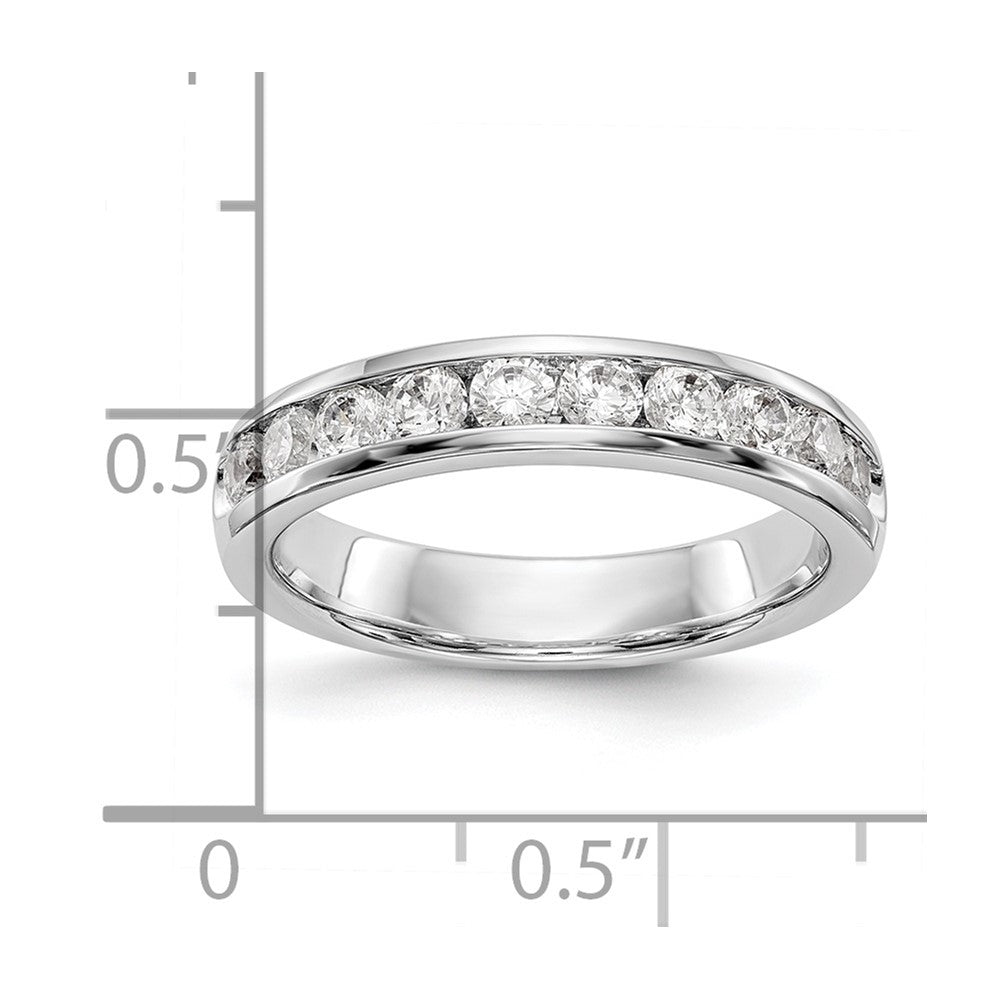 14K White Gold 10-Stone Real Diamond Channel Band