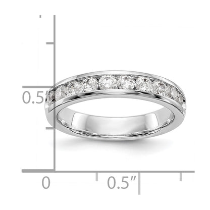 14K White Gold 10-Stone Real Diamond Channel Band