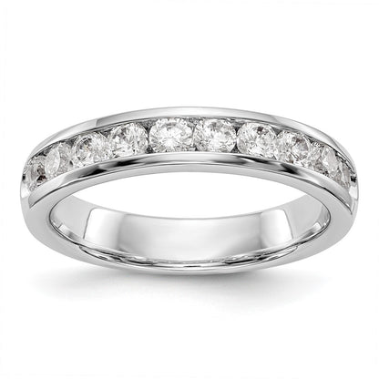 14K White Gold 10-Stone Real Diamond Channel Band