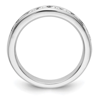 14K White Gold 10 Stone Diamond Channel Band