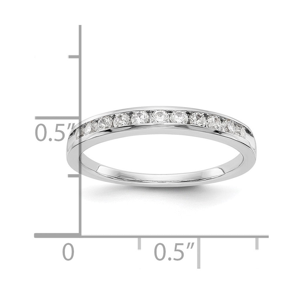 0.31ct. CZ Solid Real 14K White Gold 11-Stone Channel Wedding Band Ring