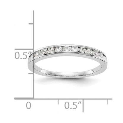 0.31ct. CZ Solid Real 14K White Gold 11-Stone Channel Wedding Band Ring