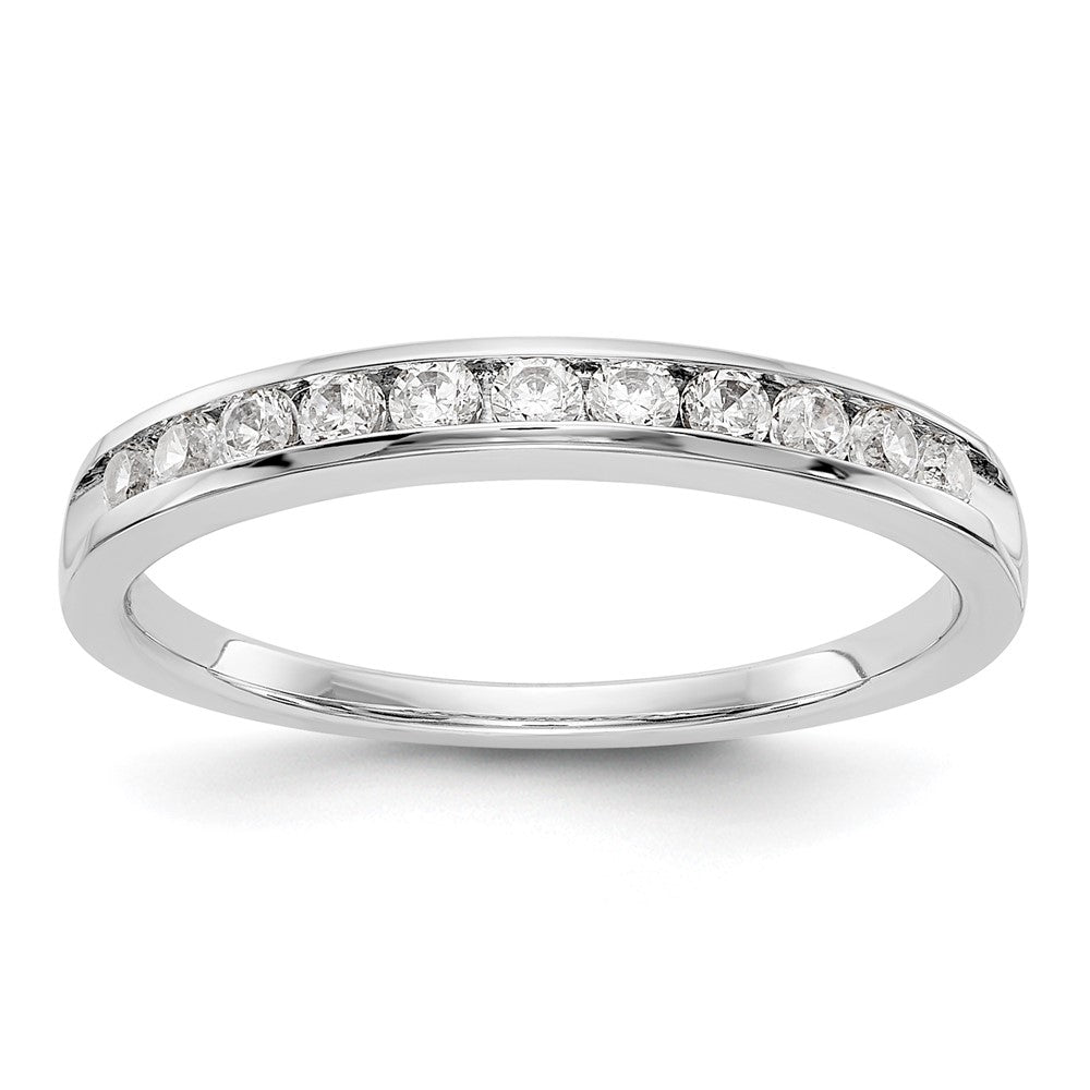 0.31ct. CZ Solid Real 14K White Gold 11-Stone Channel Wedding Band Ring