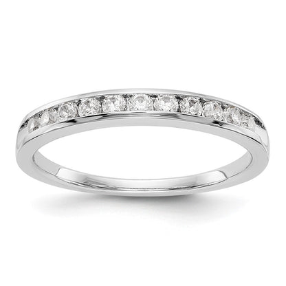0.31ct. CZ Solid Real 14K White Gold 11-Stone Channel Wedding Band Ring