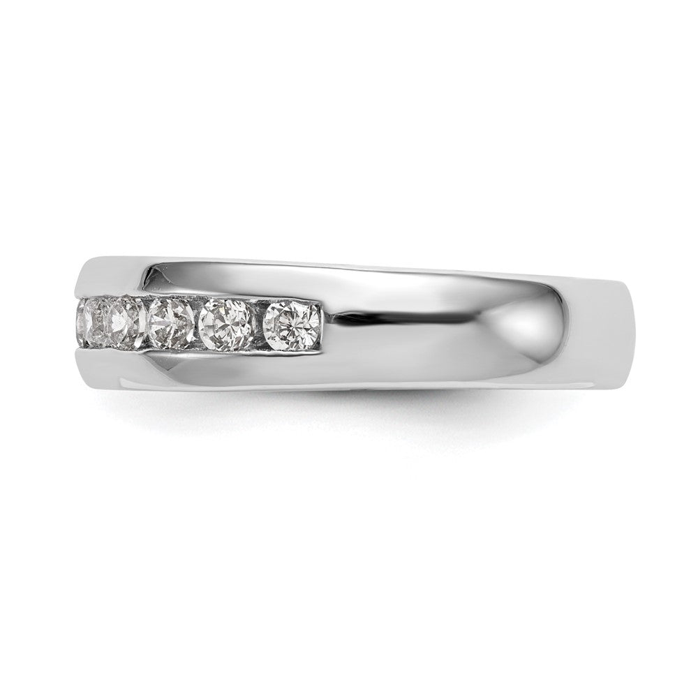 14K White Gold 11-Stone Real Diamond Channel Band