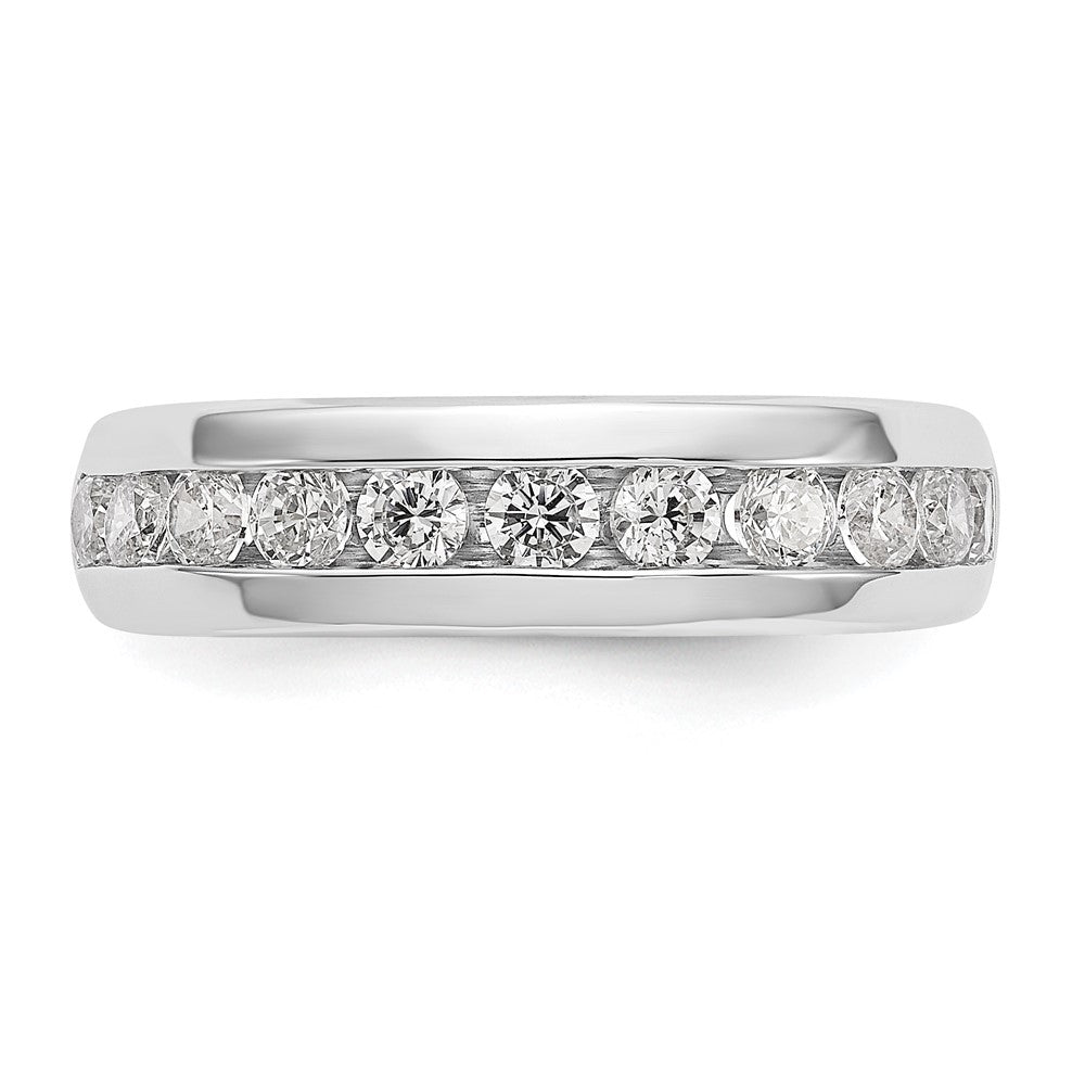 14K White Gold 11-Stone Real Diamond Channel Band