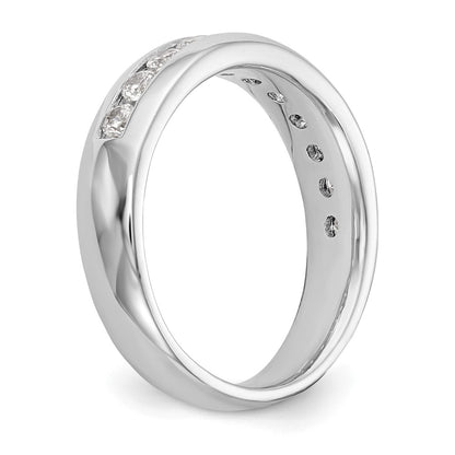 14K White Gold 11-Stone Real Diamond Channel Band