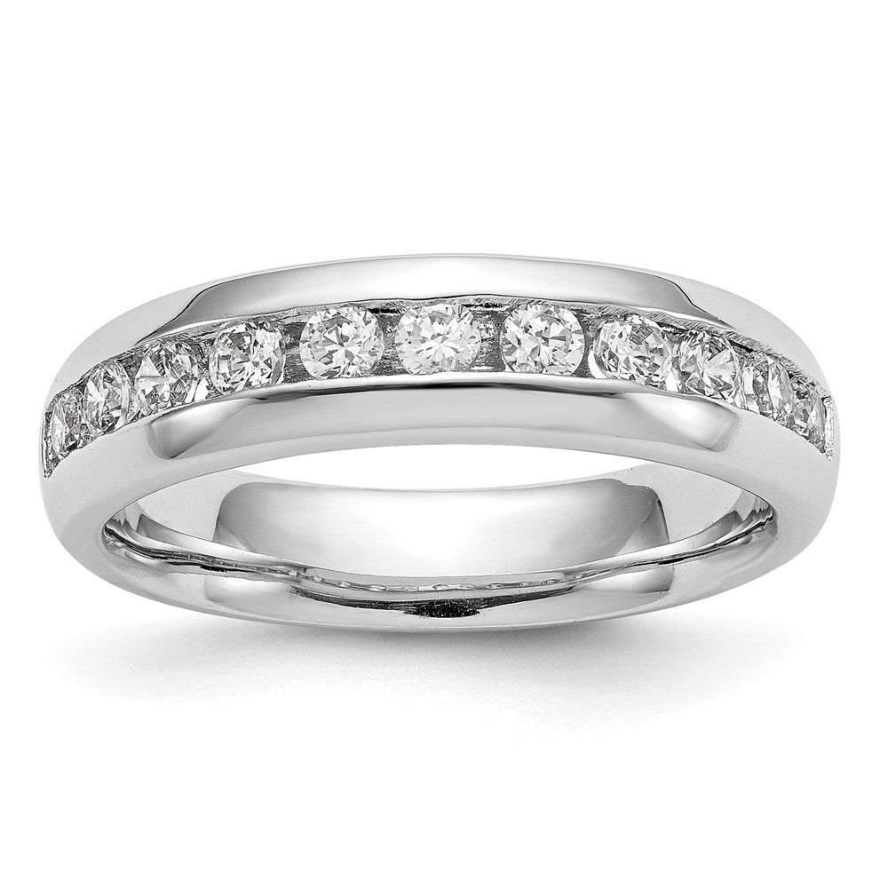 14K White Gold 11-Stone Real Diamond Channel Band