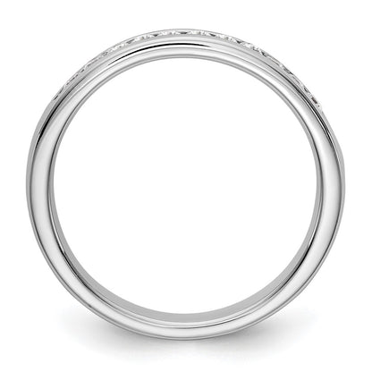 14K White Gold 11-Stone Real Diamond Channel Band
