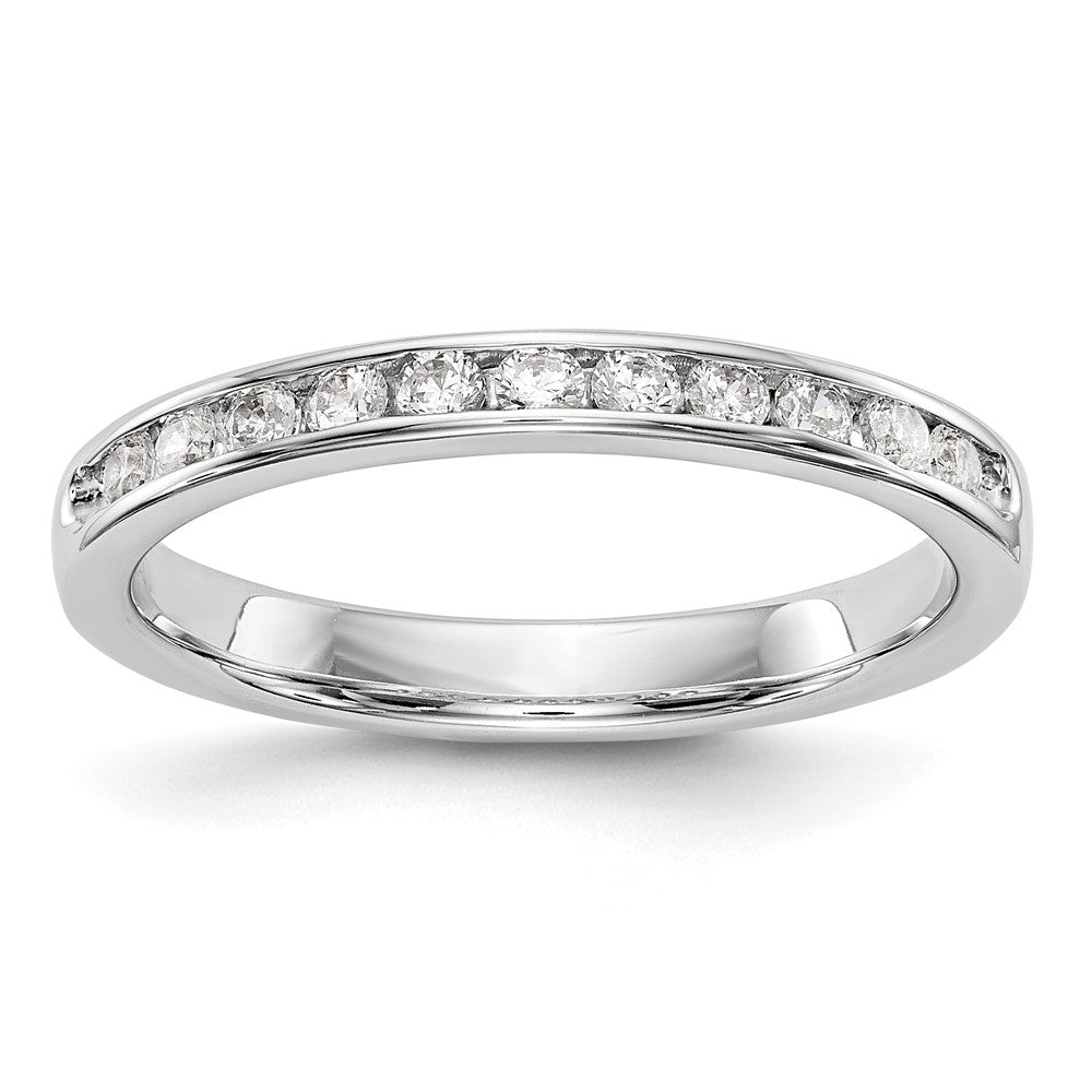 14k White Gold 11-Stone 1/3 carat Round Diamond Complete Channel Band
