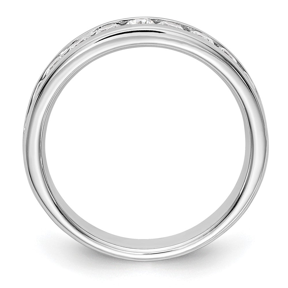 14K White Gold 11-Stone Real Diamond Channel Band