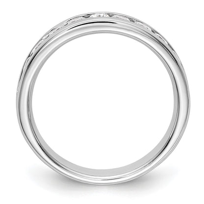 14K White Gold 11-Stone Real Diamond Channel Band