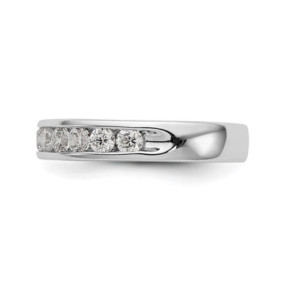 14K White Gold 11-Stone Real Diamond Channel Band