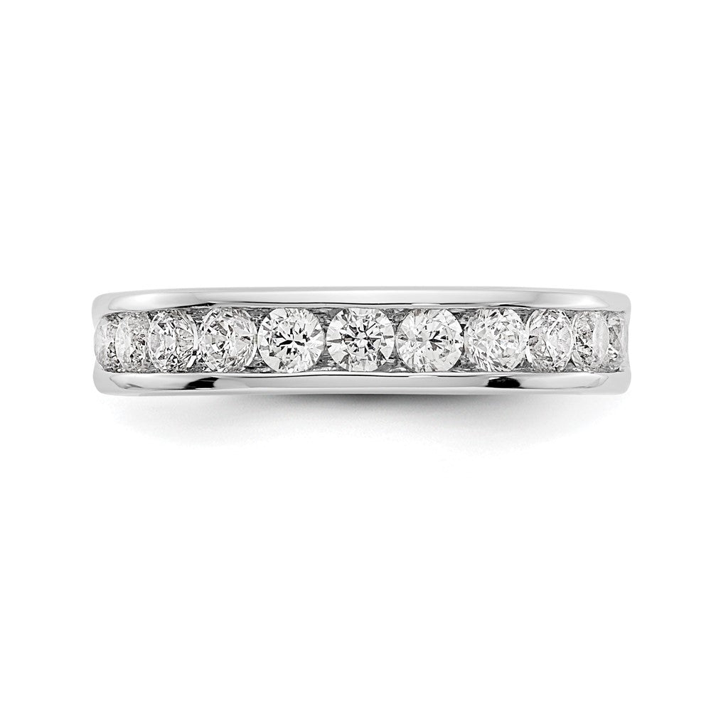 14K White Gold 11-Stone Real Diamond Channel Band