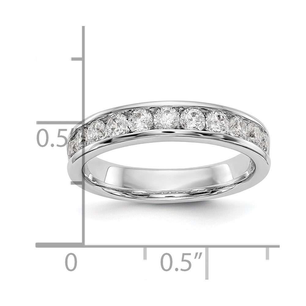 14K White Gold 11-Stone Real Diamond Channel Band