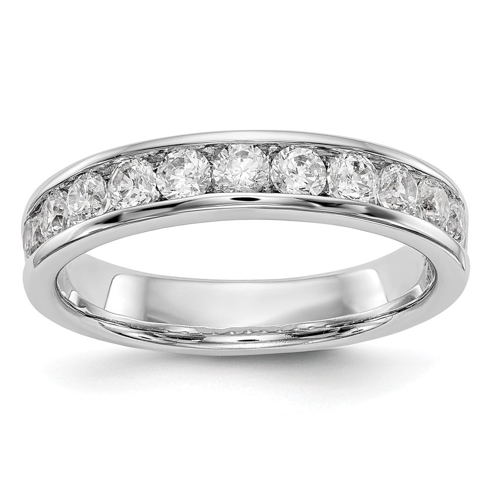 14K White Gold 11-Stone Real Diamond Channel Band