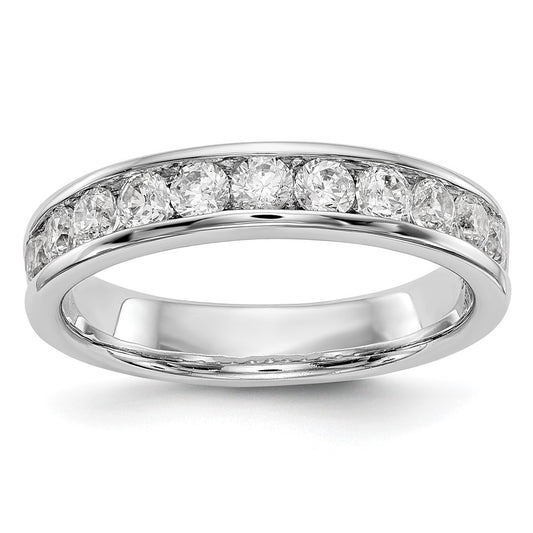 14K White Gold 11-Stone Real Diamond Channel Band