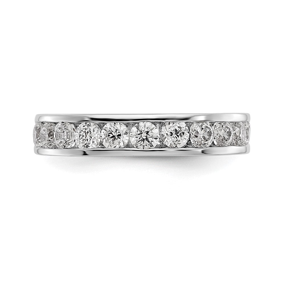 14K White Gold 11-Stone Real Diamond Channel Band