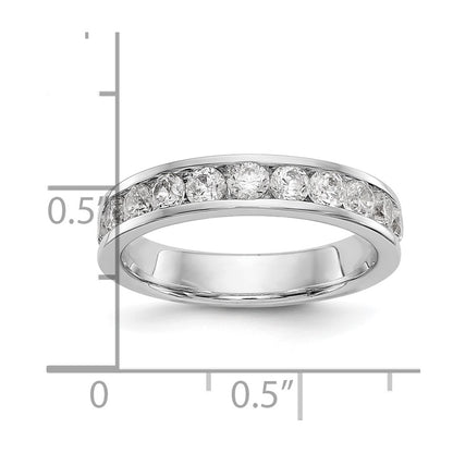 14K White Gold 11-Stone Real Diamond Channel Band