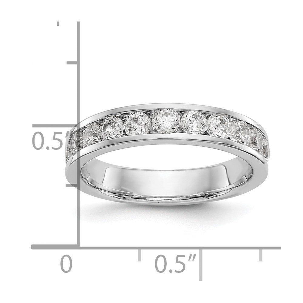 14K White Gold 11-Stone Real Diamond Channel Band