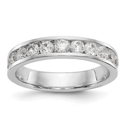 14K White Gold 11-Stone Real Diamond Channel Band