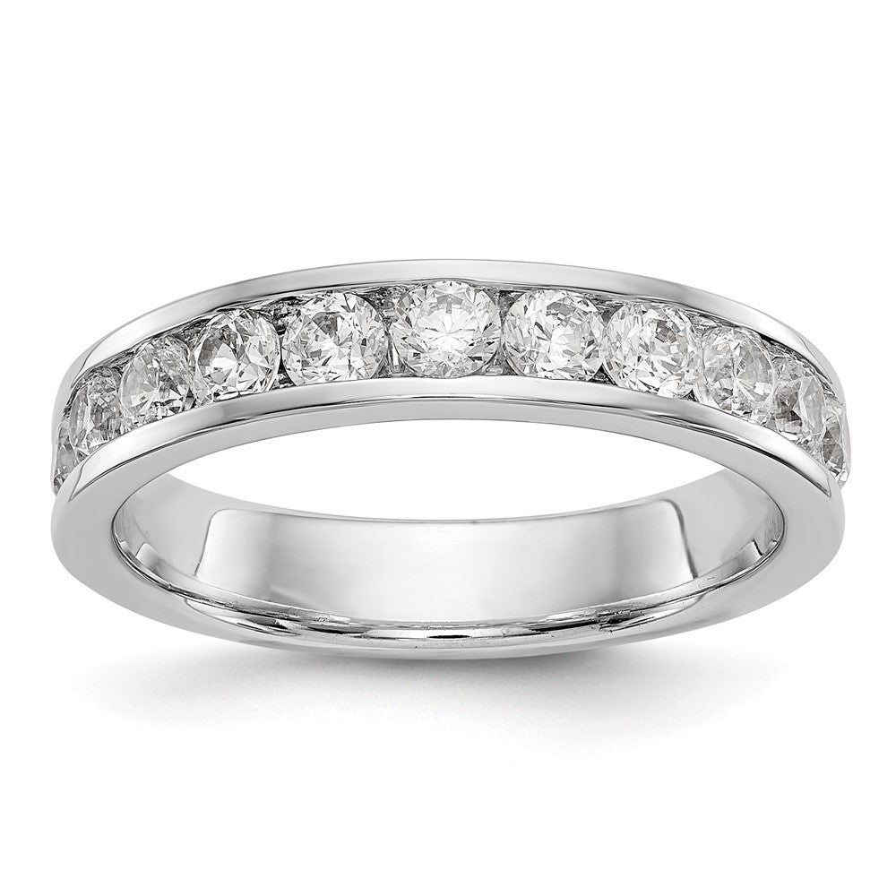 14K White Gold 11-Stone Real Diamond Channel Band