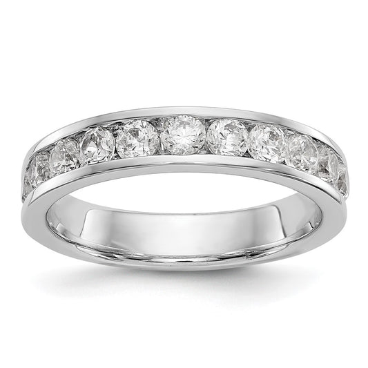 14K White Gold 11-Stone Real Diamond Channel Band