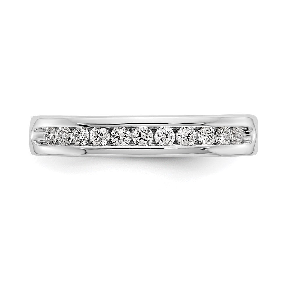 14K White Gold 11-Stone Real Diamond Channel Band