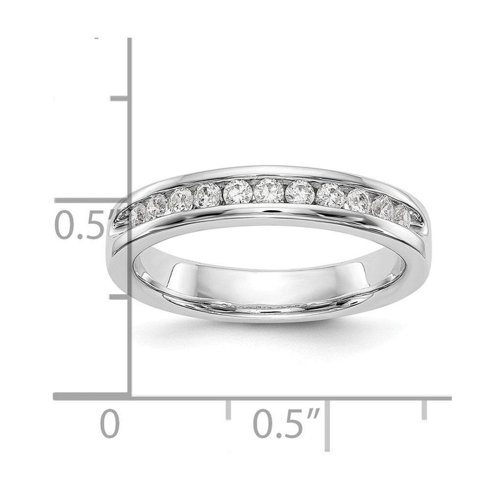 14K White Gold 11-Stone Real Diamond Channel Band