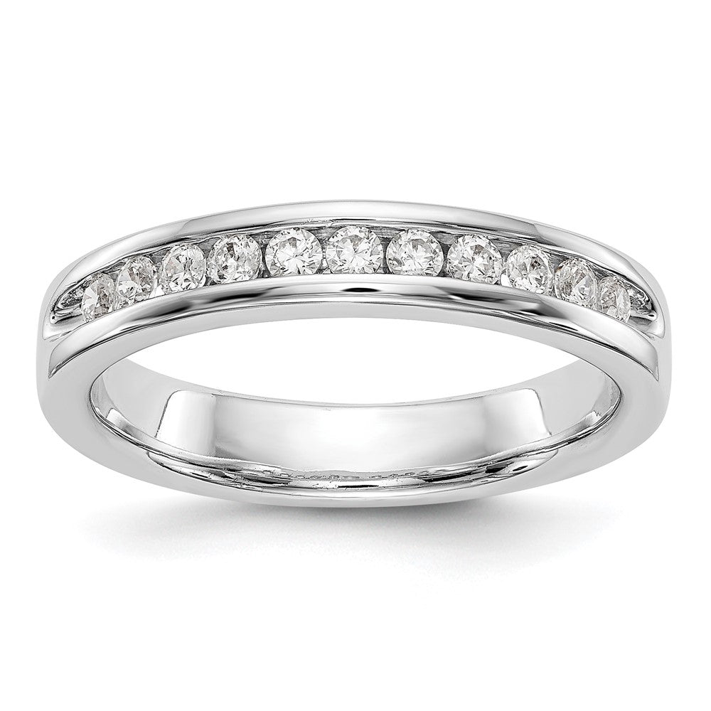 14K White Gold 11-Stone Real Diamond Channel Band