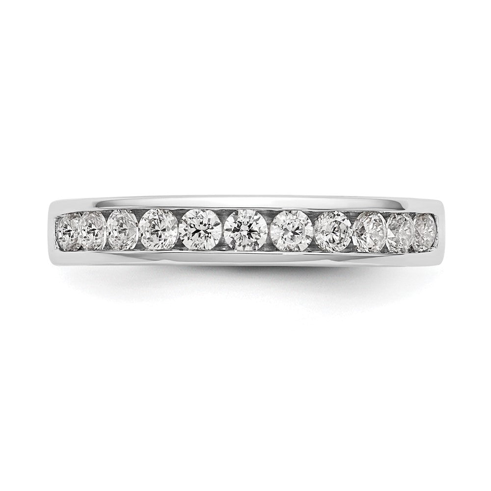 14k White Gold 11-Stone 1/2 carat Round Diamond Complete Channel Band