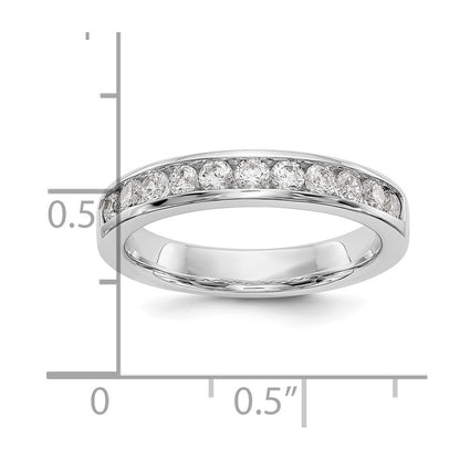 14k White Gold 11-Stone 1/2 carat Round Diamond Complete Channel Band