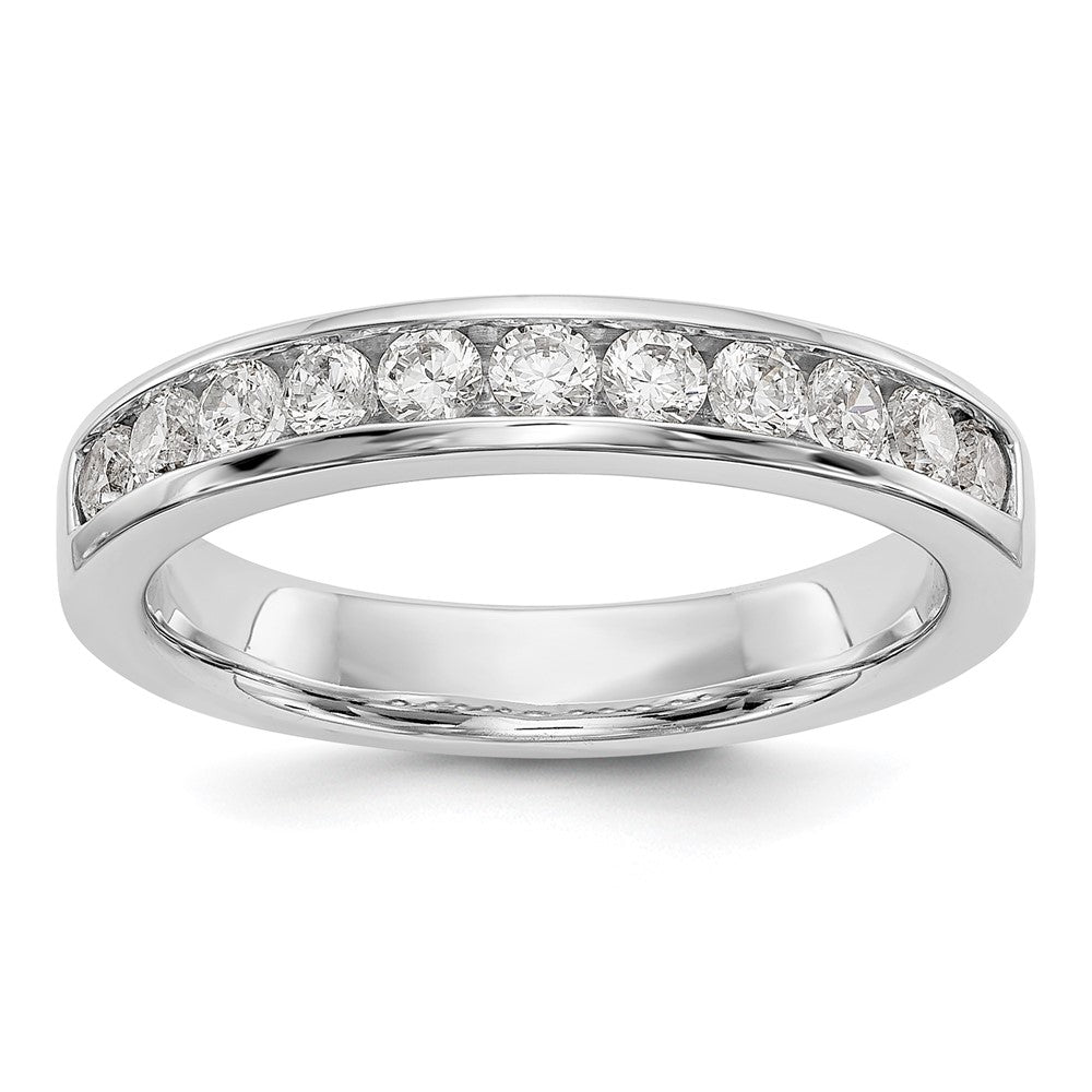 14K White Gold 11-Stone Real Diamond Channel Band