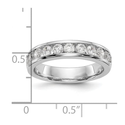 14k White Gold 11-Stone 1 carat Round Diamond Complete Channel Band