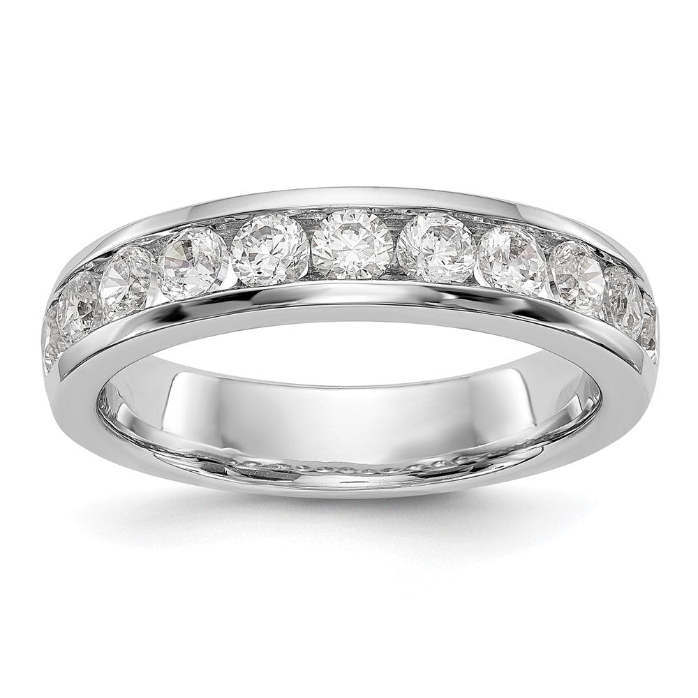 14k White Gold 11-Stone 1 carat Round Diamond Complete Channel Band