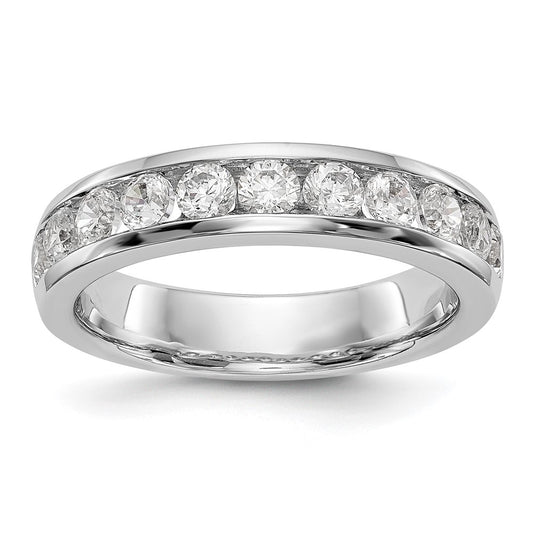 14k White Gold 11-Stone 1 carat Round Diamond Complete Channel Band