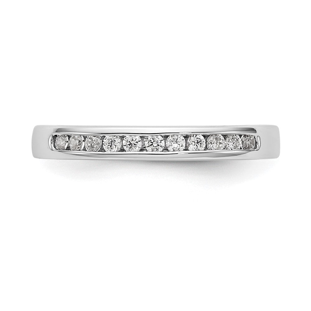 14K White Gold 11-Stone Real Diamond Channel Band
