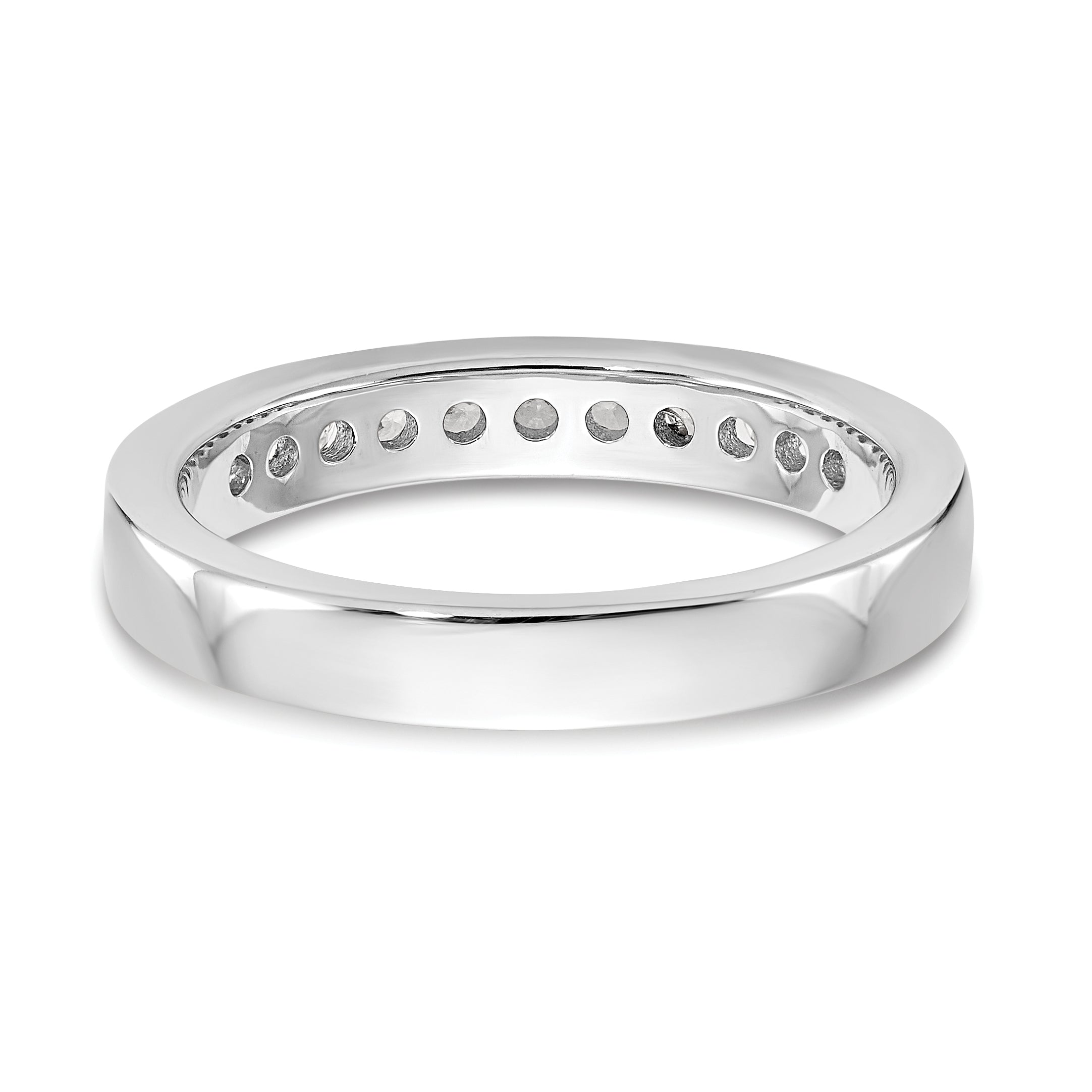14K White Gold 11 Stone 1/3 Carat Round Diamond Complete Channel Band