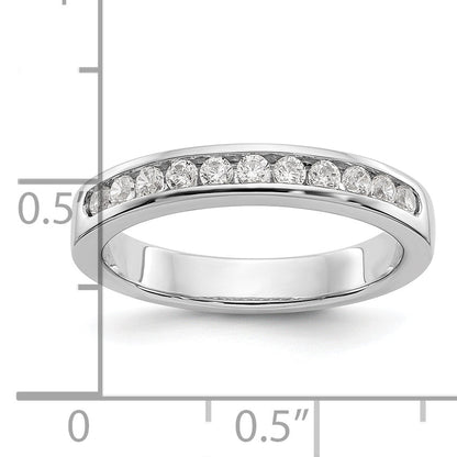 14K White Gold 11 Stone 1/3 Carat Round Diamond Complete Channel Band
