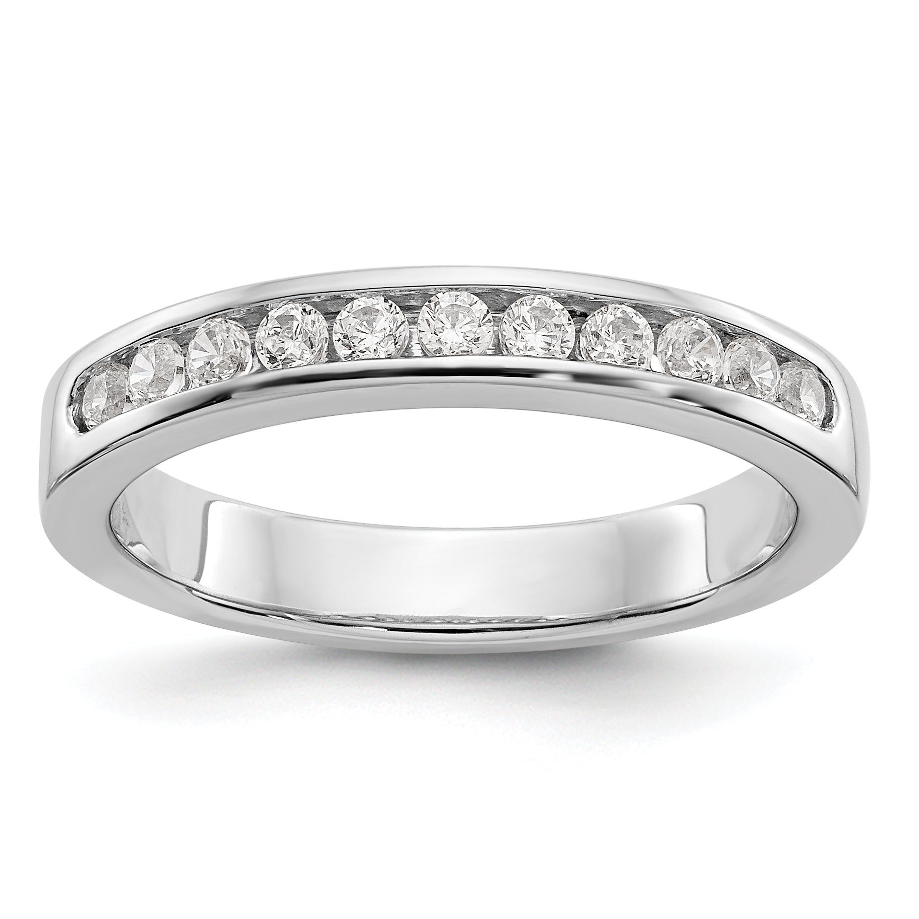 Platinum 11 Stone 1/3 Carat Round Diamond Complete Channel Band