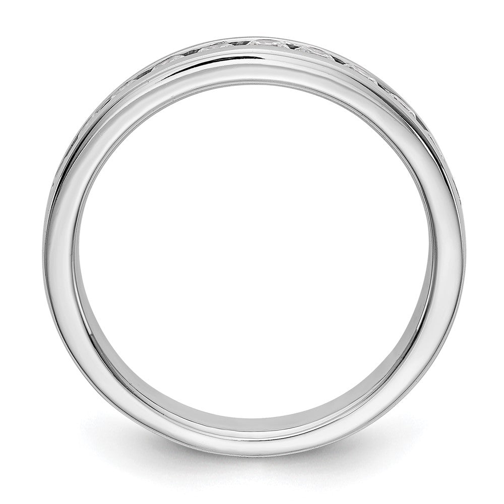14K White Gold 11-Stone Real Diamond Channel Band