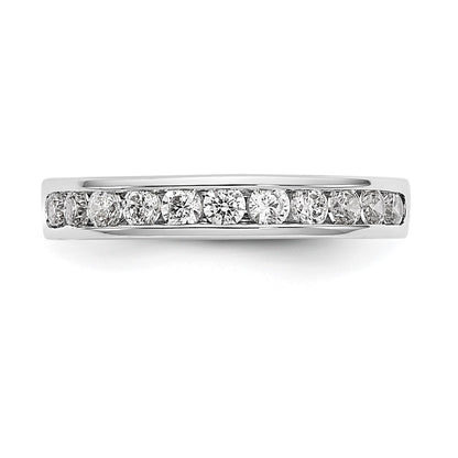14K White Gold 11-Stone Real Diamond Channel Band
