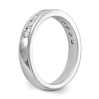 14K White Gold 11-Stone Real Diamond Channel Band