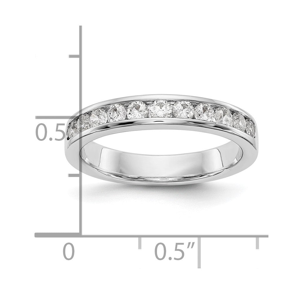 14K White Gold 11-Stone Real Diamond Channel Band