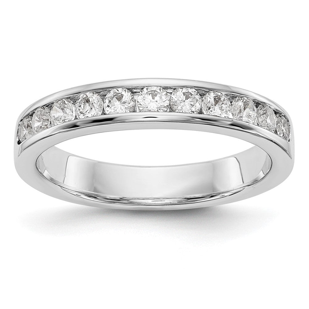 14K White Gold 11-Stone Real Diamond Channel Band